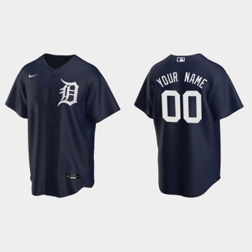 Custom Detroit Tigers Cool Base Alternate Jersey Navy