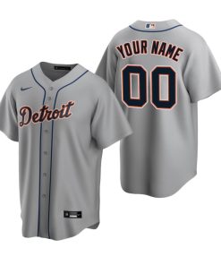 Custom Detroit Tigers Gray Cool Base Road Jersey