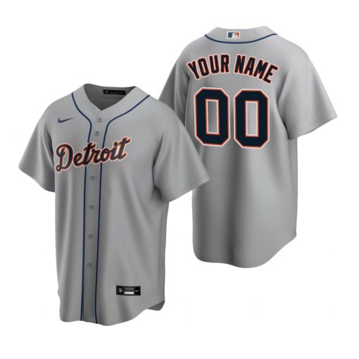 Custom Detroit Tigers Gray Cool Base Road Jersey