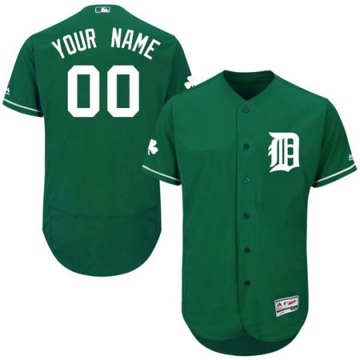 Custom Detroit Tigers Green Celtic Flexbase Collection Jersey