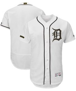 Custom Detroit Tigers White 2018 Memorial Day Collection Flex Base Team Jersey