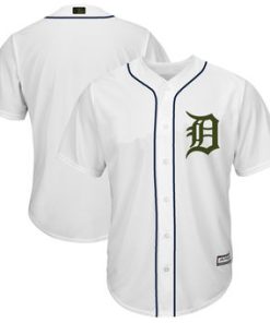 Custom Detroit Tigers White 2018 Memorial Day Cool Base Team Jersey