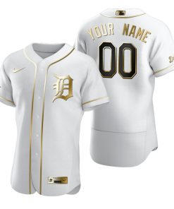 Custom Detroit Tigers White Flex Base Golden Edition Jersey
