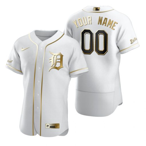 Custom Detroit Tigers White Flex Base Golden Edition Jersey