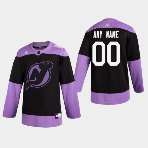 Custom Devils Hockey Fights Cancer Practice Black Jersey