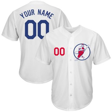 Custom Dodgers White Cool Base New Design Jersey