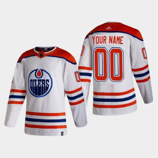 Custom Edmonton Oilers 2021 Season Reverse Retro Special Edition White Jersey