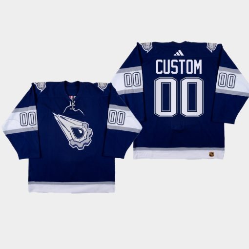 Custom Edmonton Oilers 2022-23 Reverse Retro 20 Navy Jersey