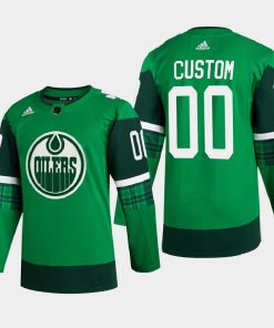 Custom Edmonton Oilers 2022 St Patrick Green Warm-up Jersey