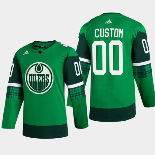 Custom Edmonton Oilers 2022 St Patrick Green Warm-up Jersey