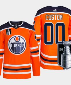 Custom Edmonton Oilers 2022 Stanley Cup Playoffs Orange Primegreen Jersey