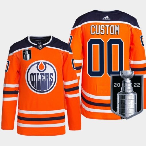 Custom Edmonton Oilers 2022 Stanley Cup Playoffs Orange Primegreen Jersey