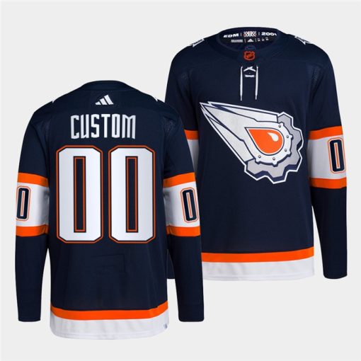 Custom Edmonton Oilers Navy 2022-23 Reverse Retro Stitched Jersey