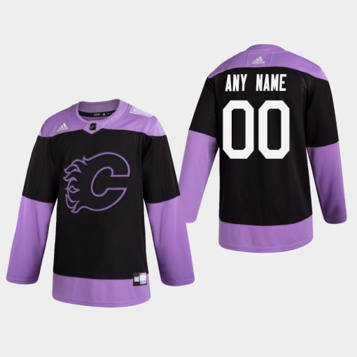 Custom Flames Hockey Fights Cancer Practice Black Jersey