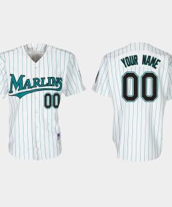 Custom Florida Marlins 30th Anniversary Throwback Jersey White Teal