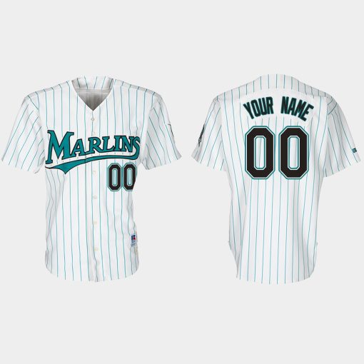 Custom Florida Marlins 30th Anniversary Throwback Jersey White Teal