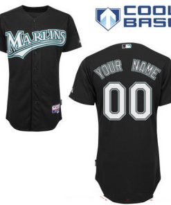 Custom Florida Marlins Black Alternate Old Cool Base Baseball Jersey