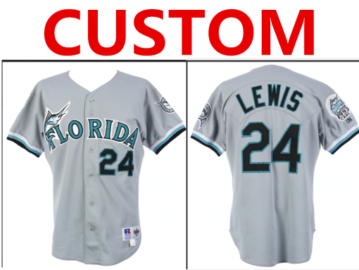 Custom Florida Marlins Game Worn Road Grey 1993 Jersey