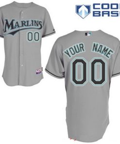 Custom Florida Marlins Gray Road Old Cool Base Baseball Jersey