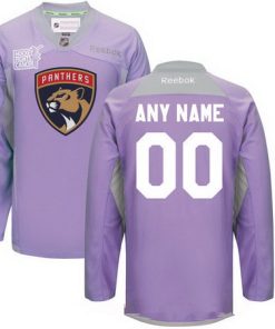 Custom Florida Panthers Purple Pink Hockey Fights Cancer Practice Jersey