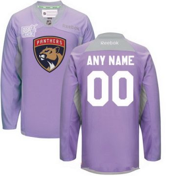 Custom Florida Panthers Purple Pink Hockey Fights Cancer Practice Jersey