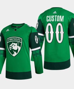 Custom Florida Panthers St Patricks Day Green Warm-up 2022 Jersey