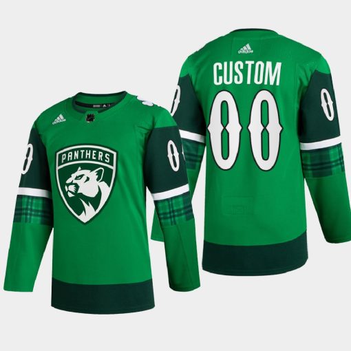 Custom Florida Panthers St Patricks Day Green Warm-up 2022 Jersey