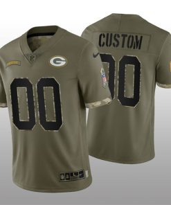 Custom Green Bay Packers Active Player 2022 Olive Salute To Service Limited Stitched Jersey