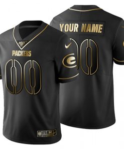Custom Green Bay Packers Black Golden Limited NFL 100 Jersey