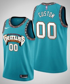 Custom Grizzlies 00 Teal 25th Season Vancouver Throwbacks Jersey