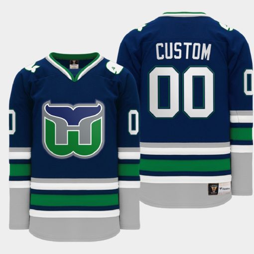 Custom Hartford Whalers Heritage Throwback Night Navy Jersey