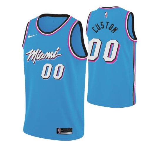 Custom Heat 2019-20 Blue Miami City Edition Jersey