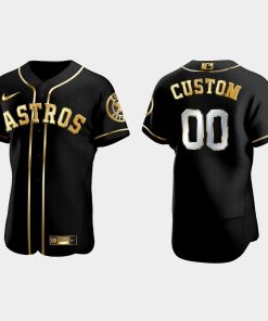 Custom Houston Astros Golden Edition Flex Base Jersey Black
