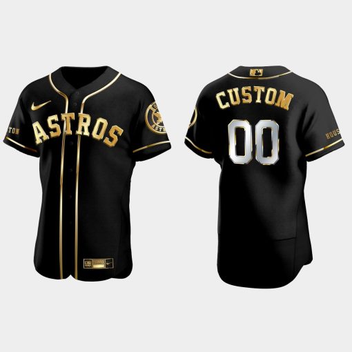 Custom Houston Astros Golden Edition Flex Base Jersey Black