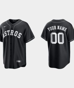 Custom Houston Astros 2021 All Black Fashion Cool Base Jersey Black White