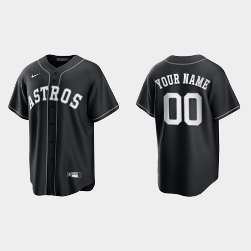 Custom Houston Astros 2021 All Black Fashion Cool Base Jersey Black White