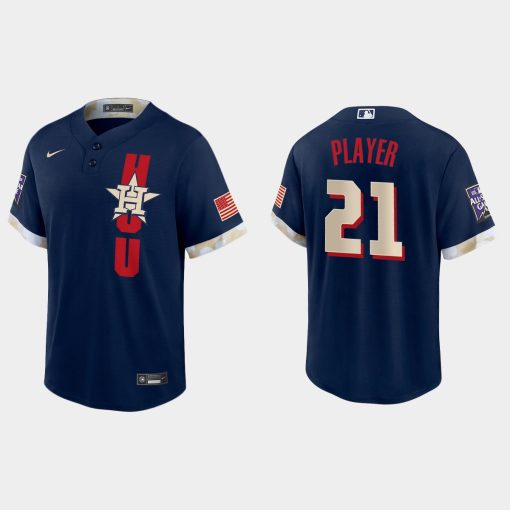 Custom Houston Astros 2021 All-star Game Cool Base Jersey Navy