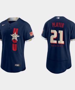 Custom Houston Astros 2021 All-star Game Flex Base Jersey Navy