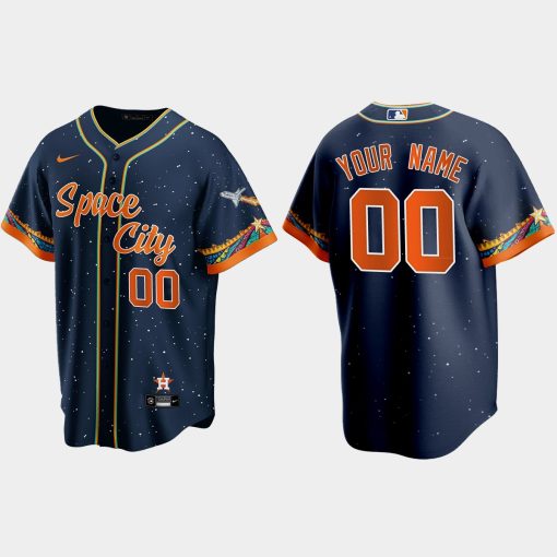 Custom Houston Astros 2021 City Connect Cool Base Jersey Navy