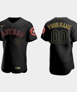 Custom Houston Astros 2021 Salute To Service Jersey All Black