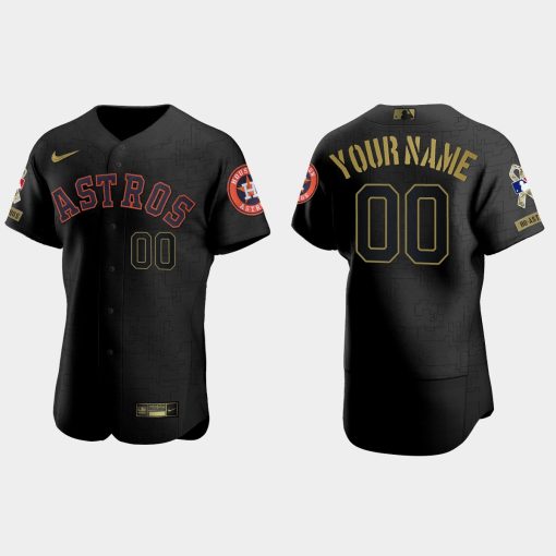 Custom Houston Astros 2021 Salute To Service Jersey All Black