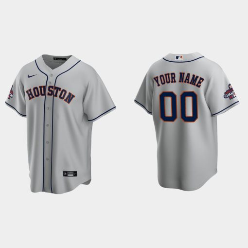 Custom Houston Astros 2022 World Series Champions Gray Cool Base Jersey