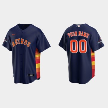 Custom Houston Astros 2022 World Series Champions Navy Cool Base Jersey