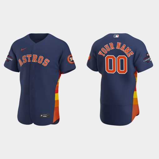 Custom Houston Astros 2022 World Series Champions Navy Flex Base Jersey