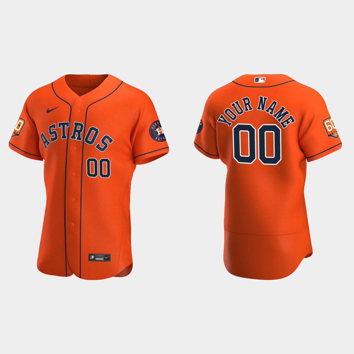 Custom Houston Astros 60th Anniversary Flex Base Jersey Orange ...