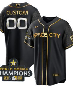 Custom Houston Astros Active Player Black Gold 2022 World Series Stitched Baseball Jersey
