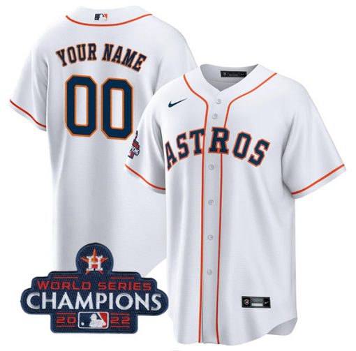 Custom Houston Astros Active Player White 2022 World Series Champions Cool Base Stitched Baseball Jersey