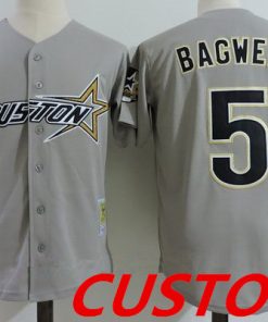 Custom Houston Astros Gray Road 1997 Throwback Cooperstown Collection Mitchell & Ness Jersey