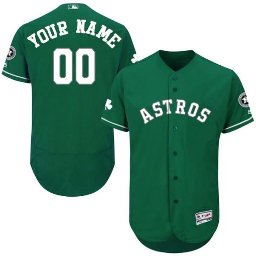 Custom Houston Astros Green Celtic Flexbase Collection Jersey