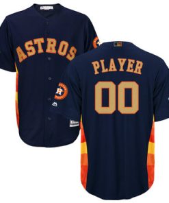 Custom Houston Astros Navy 2018 Gold Program Cool Base Jersey